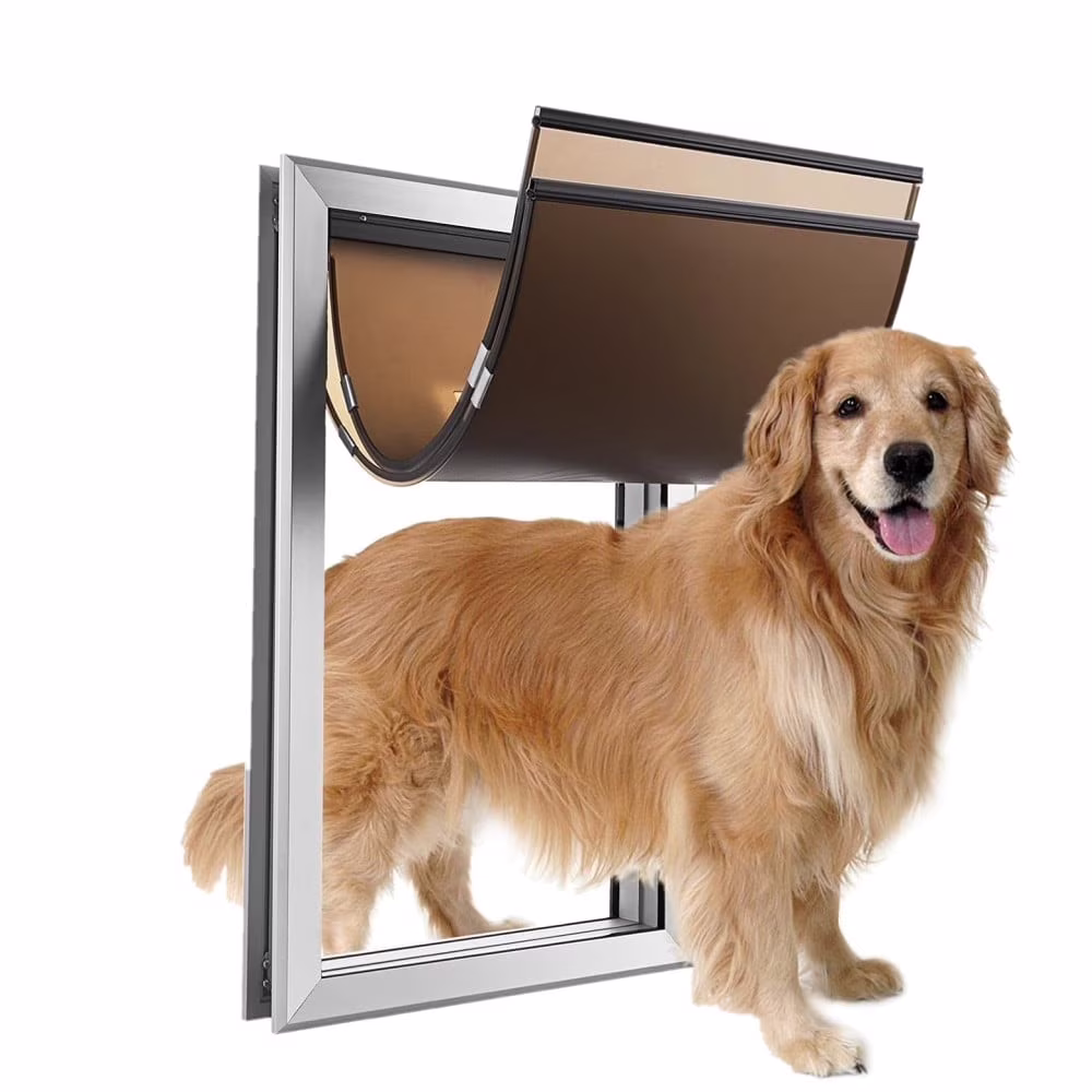 Large Dog Door Aluminum Dog Doors W/Extra-Large Flap 17.5" W x 27.7" H Doggie Doors for Large Dog Up to 220lbs