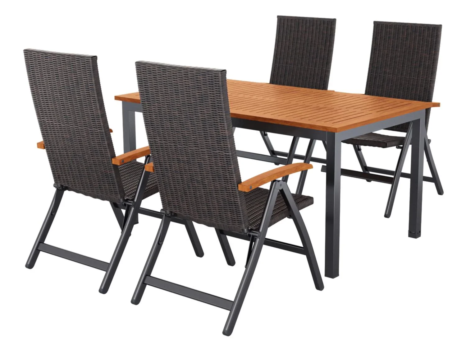 LIVARNO Table de jardin + Lot de 4 fauteuils pliants Valencia