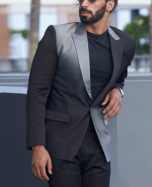 Blazer à imprimé ombré tendance, col à revers et un bouton