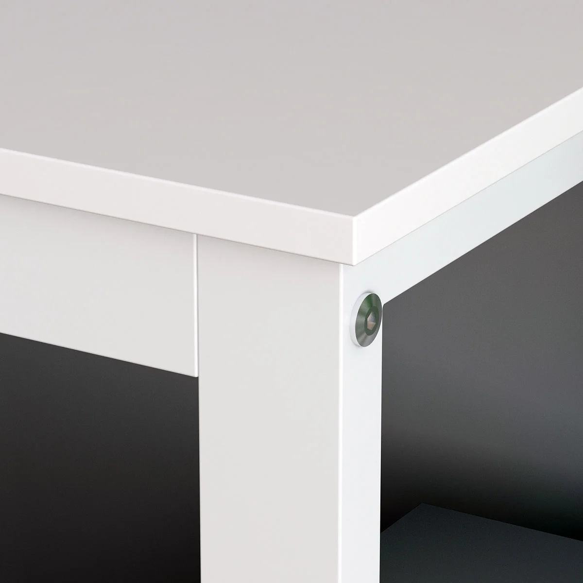 55" White L Shaped Desk with Storage Shelf Corner Office Writing Desk Study Workstation Table(White) - Image 4