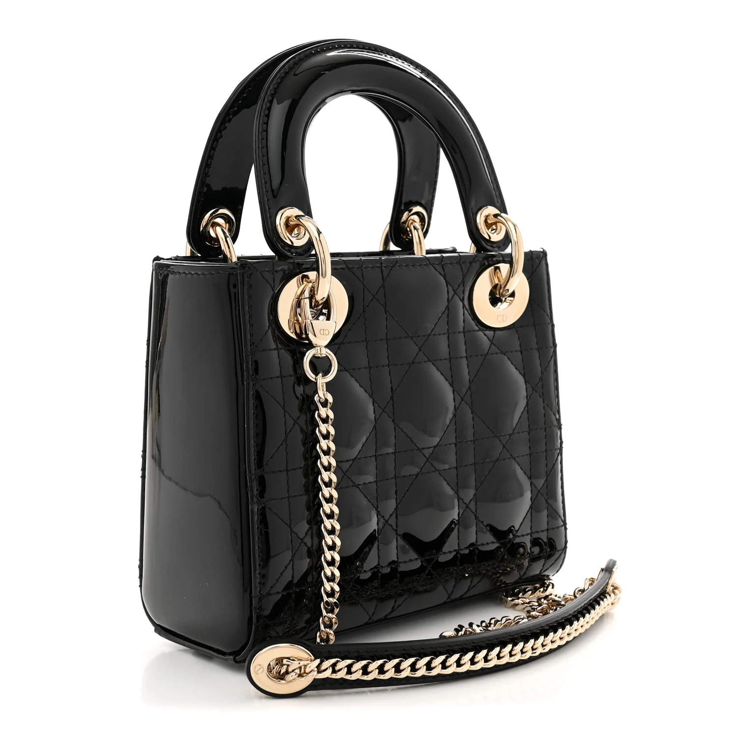 Patent Cannage Mini Lady Dior Black