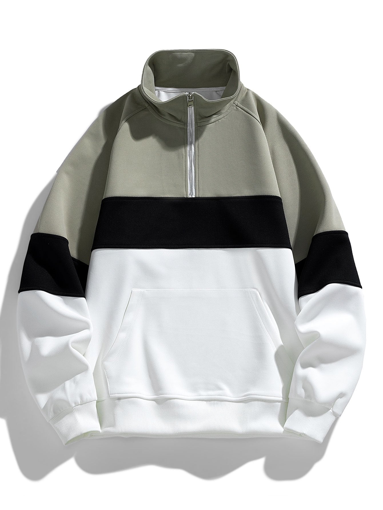Sweat-shirt à col zippé color block