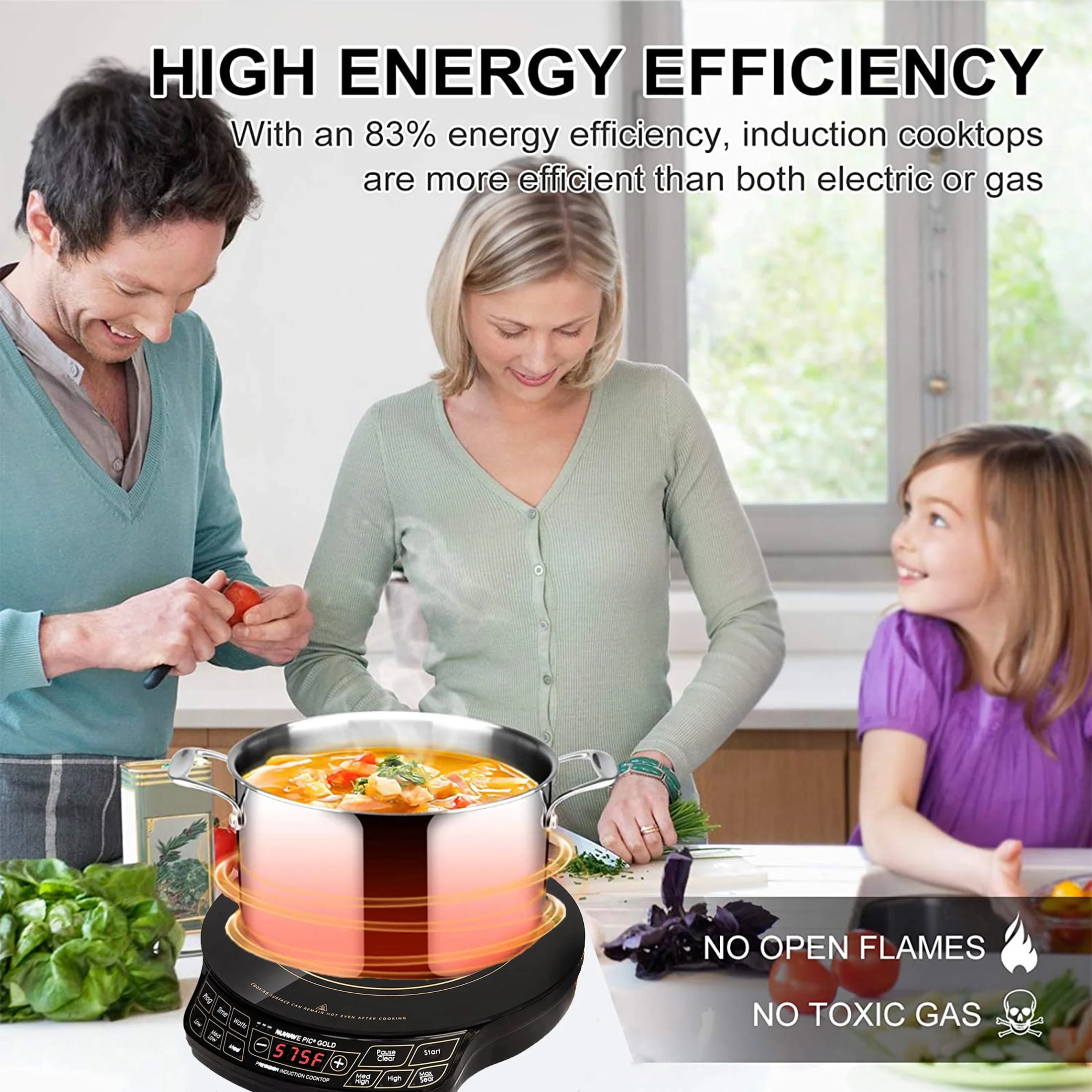 NuWave Precision Induction Cooktop 8inch Portable Induction Cooker, 100��F to 575��F and 3 Wattage Settings Image 10