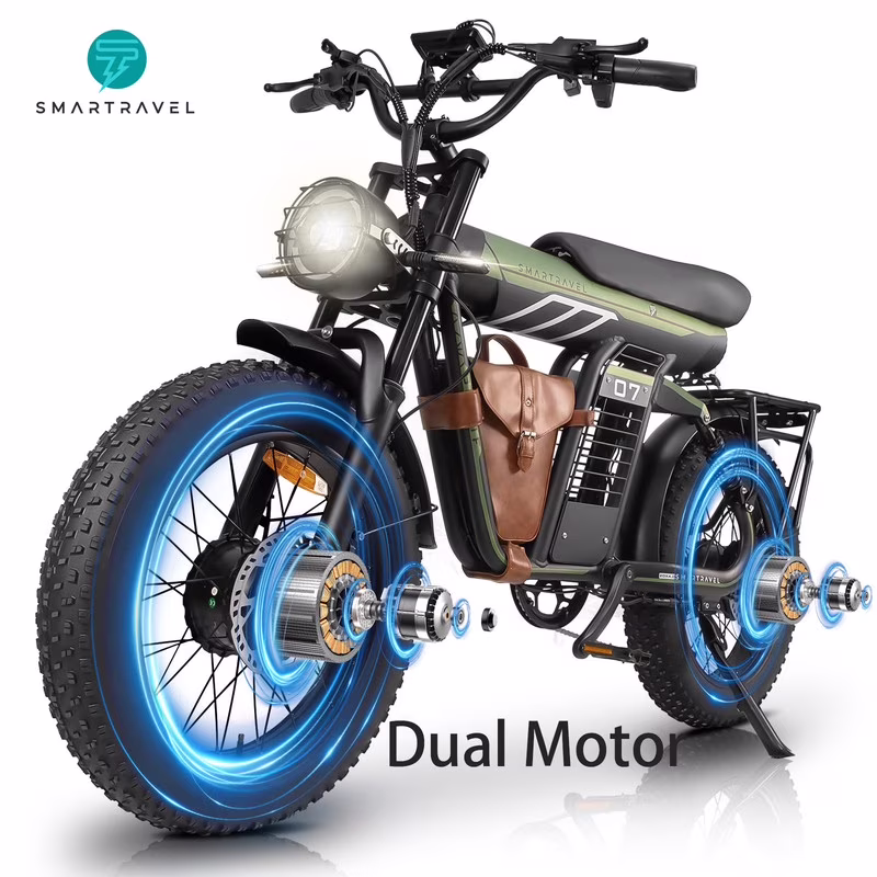 3000W(Peak) Motor 35MPH ST202 Electric Dirt Bike for Adults,52V50AH Dual Battery Ebike, 92+ Miles Range,20" Motorcycle Tire UL2849 Certified, Full Suspension(ZM22 2000W Green) - Image 3