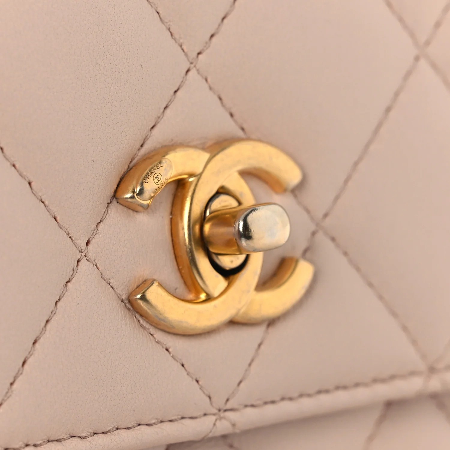 Lambskin Quilted CC Pearl Crush Wallet on Chain WOC Light Pink