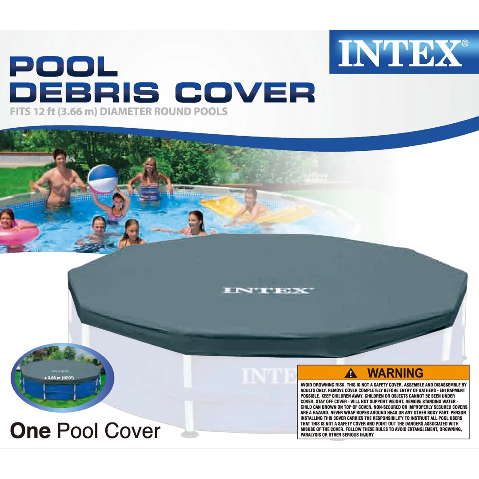 INTEX Round Metal Frame 8ft x 20in Above Ground Swimming Pool Set, Blue