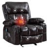 Leather Massage Recliner Chair, Modern Electric Power Rocker with Heated Massage, Ergonomic Lounge Chair, Single Sofa Seat with Drink Holders for Living Room, Black and Brown(Black) Image 4