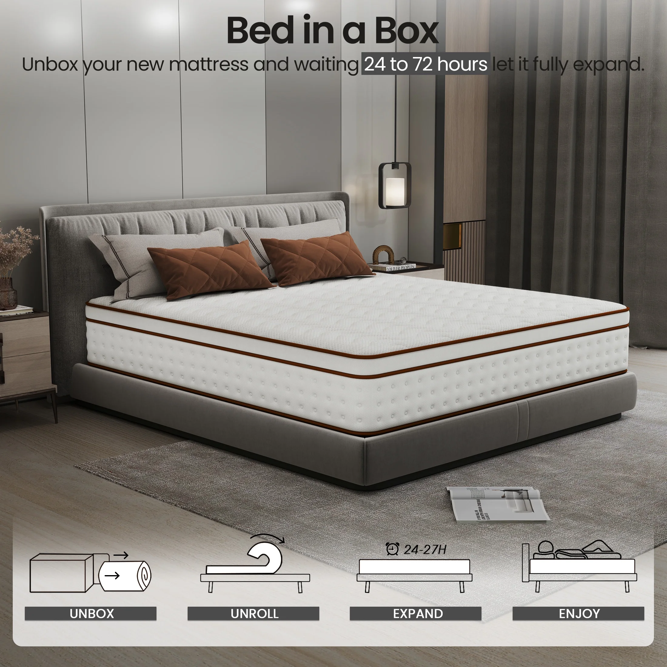10" King Mattress, Medium Firm Memory Foam Mattress in a Box, Motion Isolation | Focalsweet Auth.(King/10 in) - Image 5