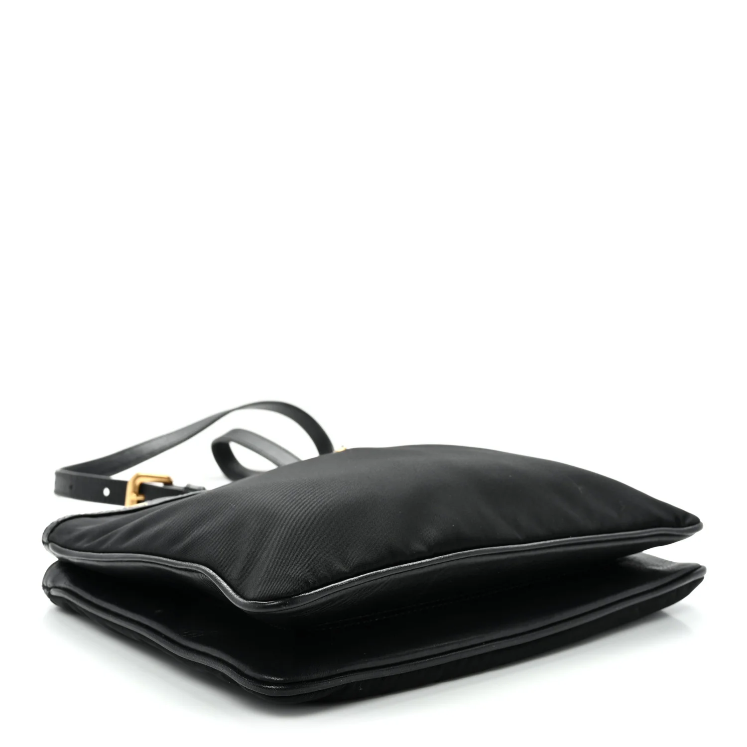 Tessuto Nylon Soft Calf Double Zip Crossbody Bag Black