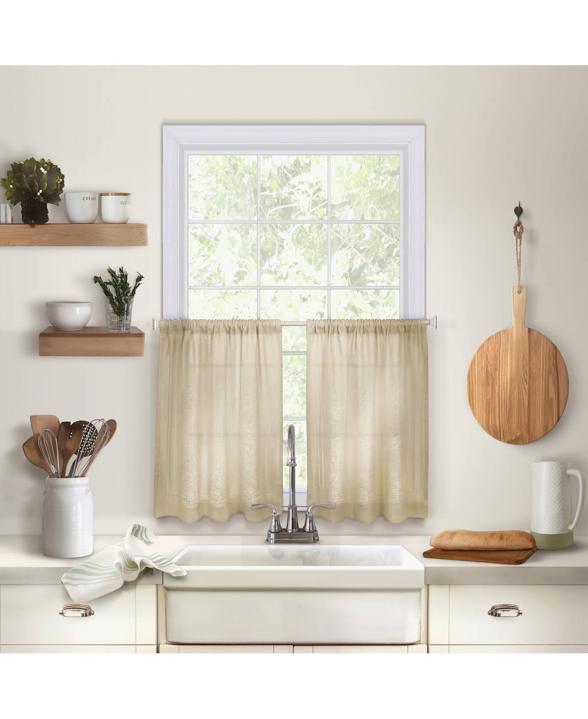 Cameron Linen Rod Pocket Kitchen Tier and Valance Collection 30