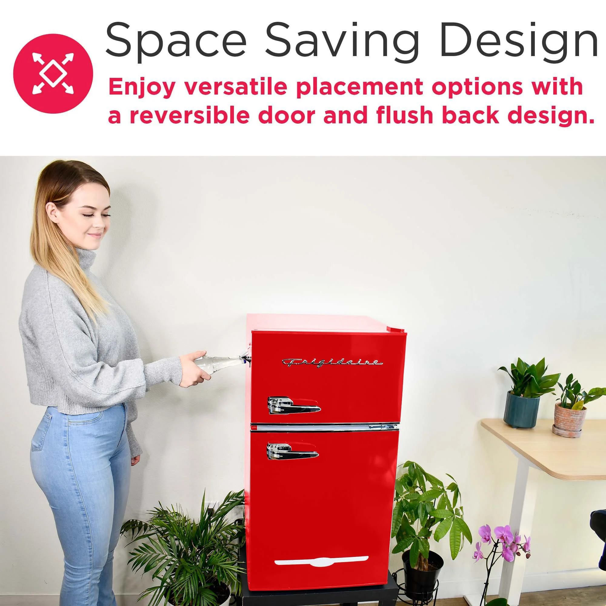 Retro 3.1 Cu ft Two Door Compact Refrigerator with Freezer, Red(Red) - Image 7