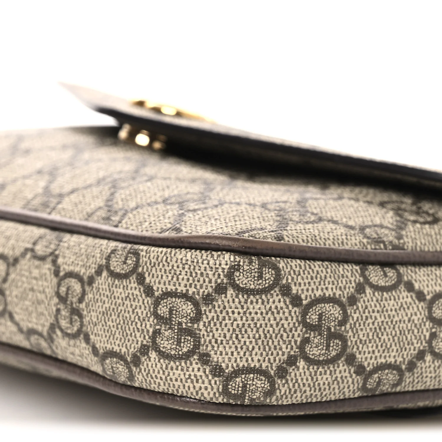 GG Supreme Monogram Textured Dollar Calfskin Web Mini Ophidia Envelope Shoulder Bag Beige Ebony
