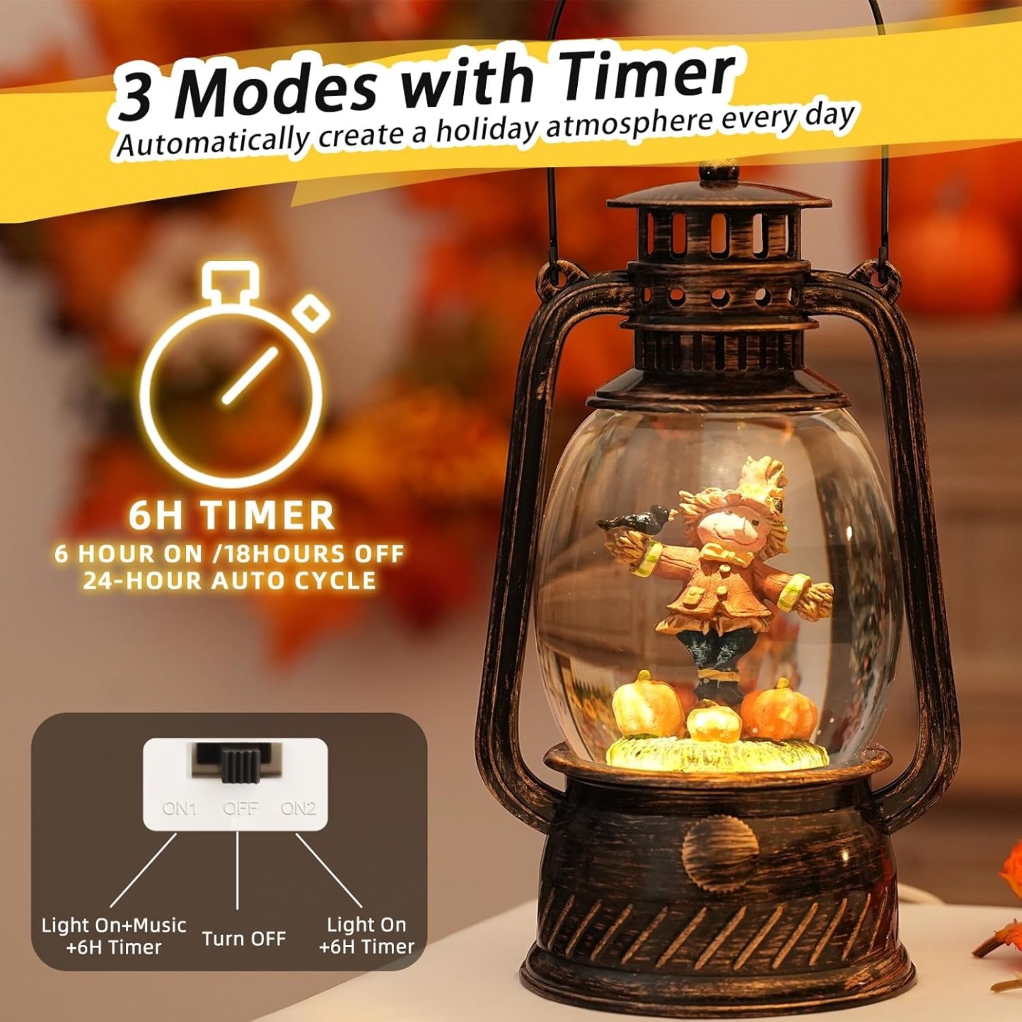 Light Up Scarecrow Snow Globe Lantern