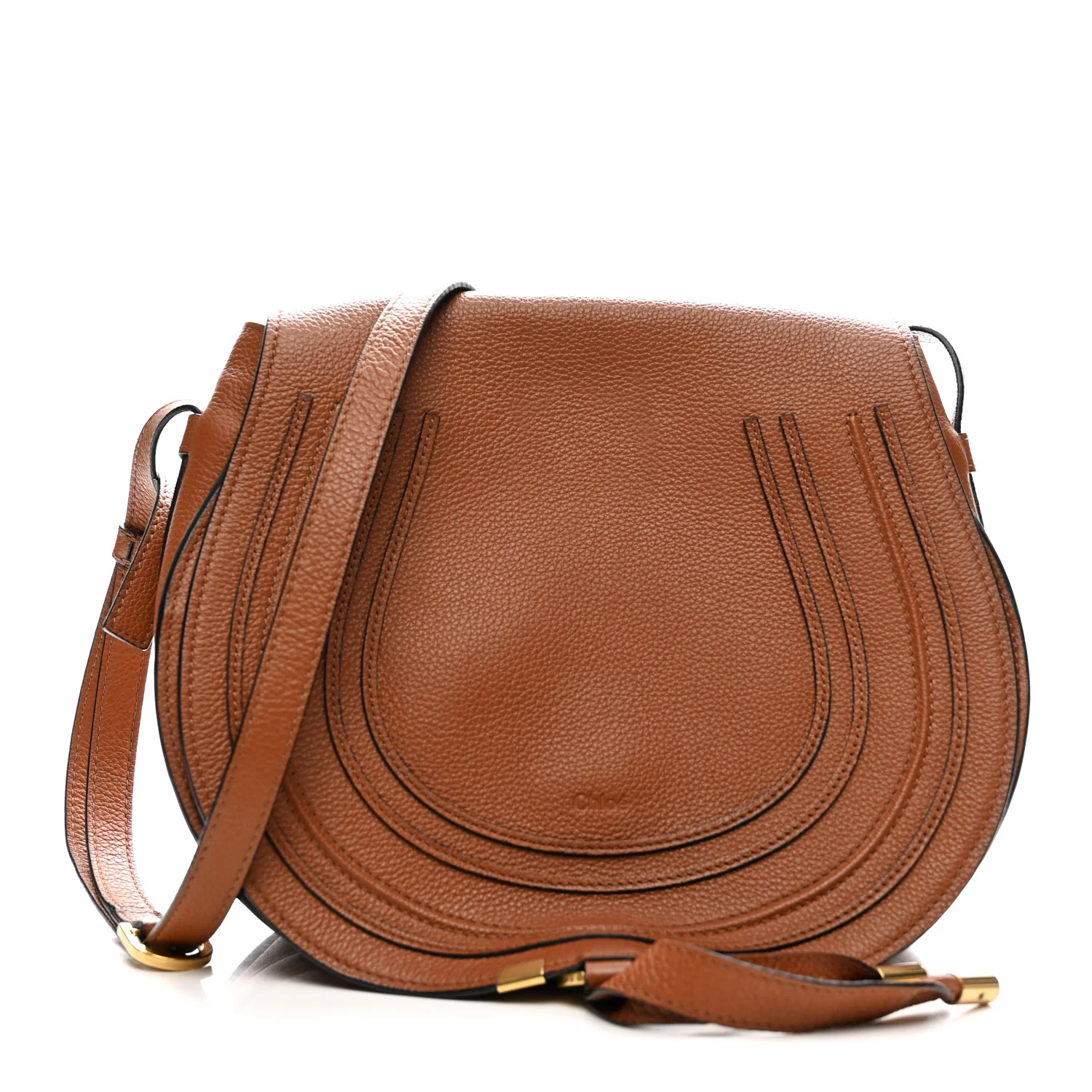 Calfskin Medium Marcie Round Crossbody Bag Tan