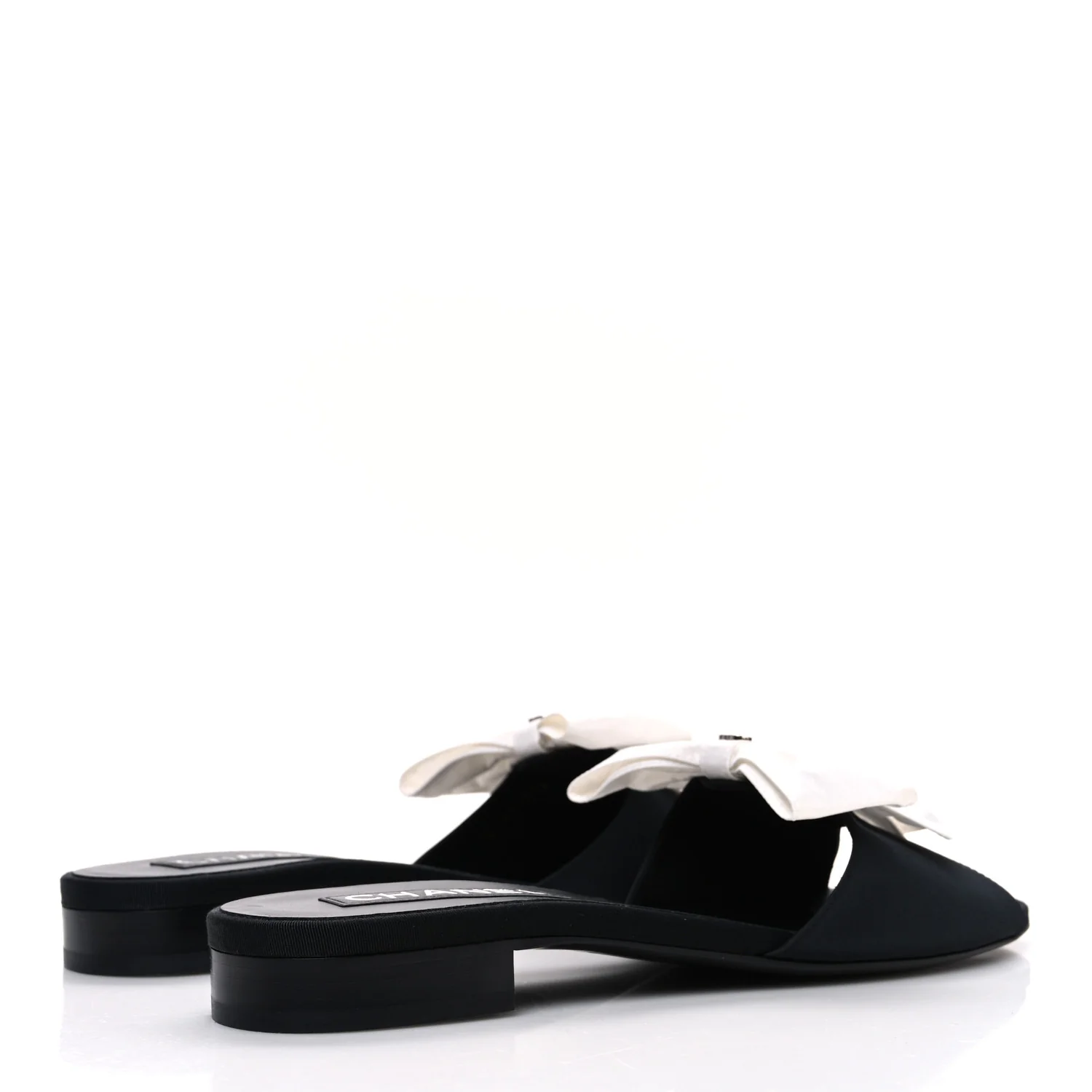 Silk Bow CC Mules 41 Black White