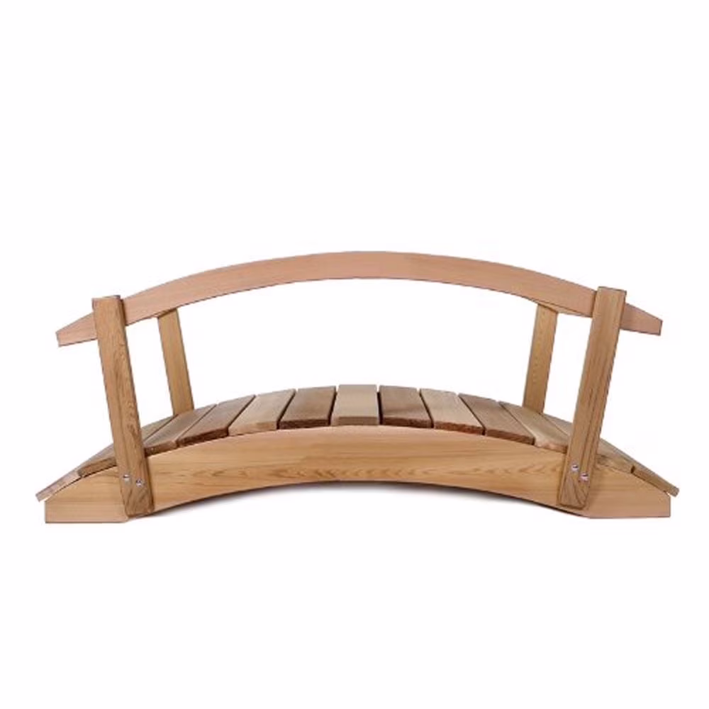 All Things Cedar FB36-R 3-ft Cedar Wood Garden Bridge | Side Rails - 36L x 29W x 7H