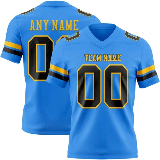 Custom Powder Blue Black-Gold Mesh Jersey