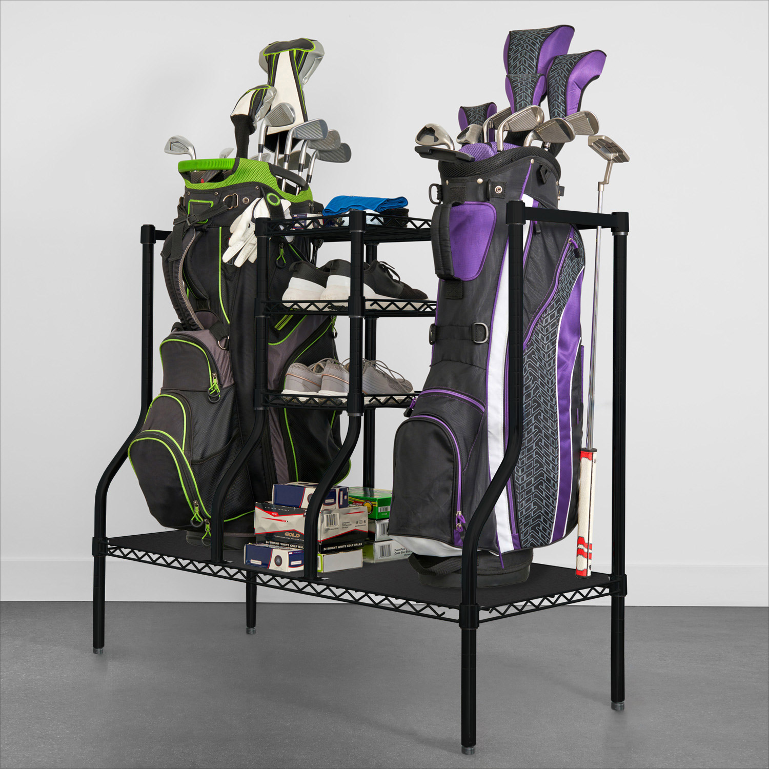 Golf Bag and Equipment Storage Rack