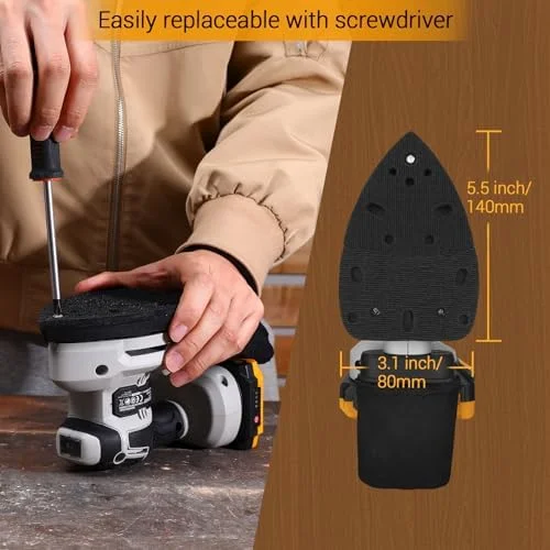 Cordless Detail Sander: Multi-Function Mouse Sander Electric Sander Tool Palm Sanders with Dust Collector, 3 Additional Attachments12pcs Sandpapers for Home Decoration - Image 6