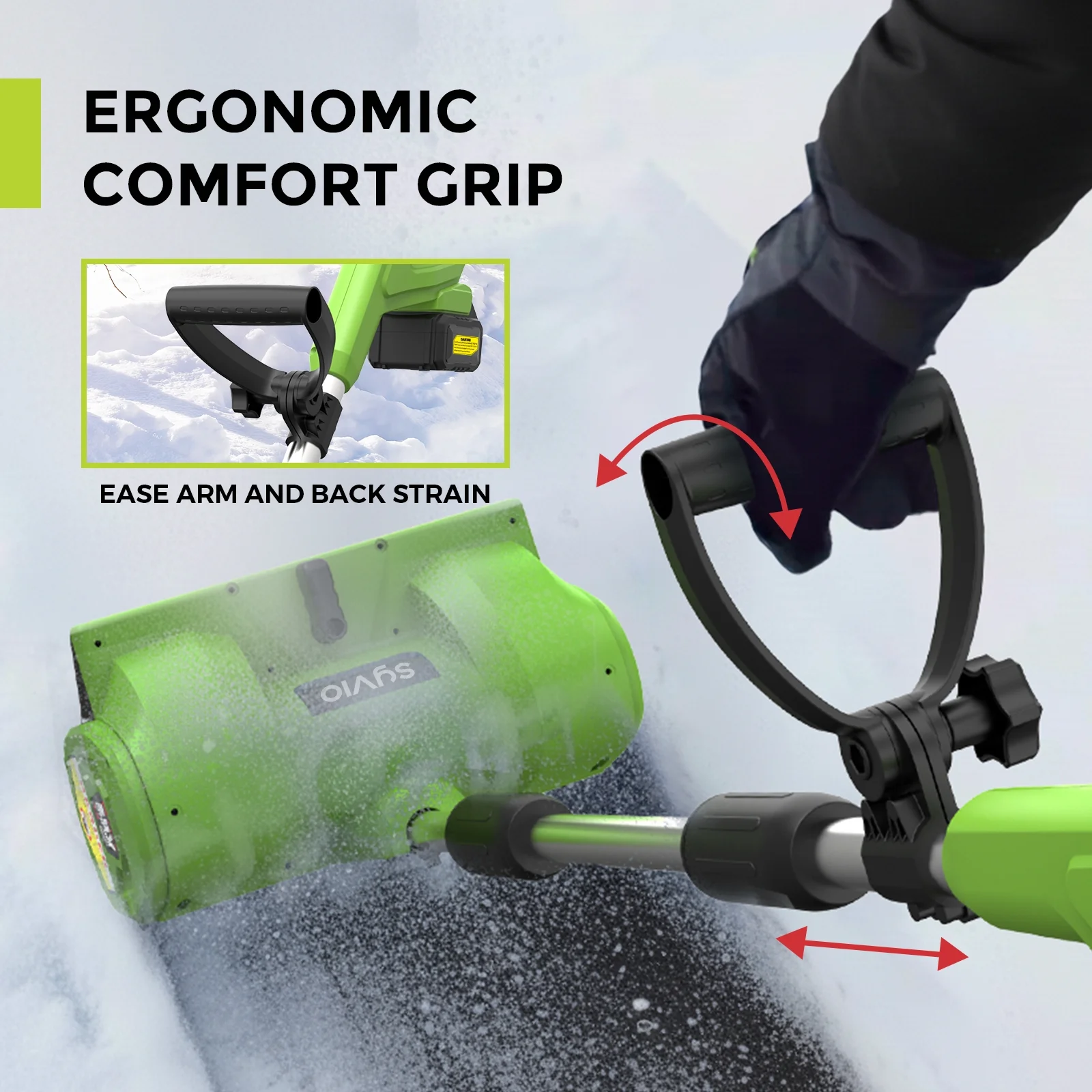 Cordless Snow Shovel, 24V | 12-Inch | 4-Ah Cordless Snow Blower, Battery Snow Blower with Directional Plate Adjustable Front Handle (4-Ah Battery Quick Charger Included)(12") - Image 7