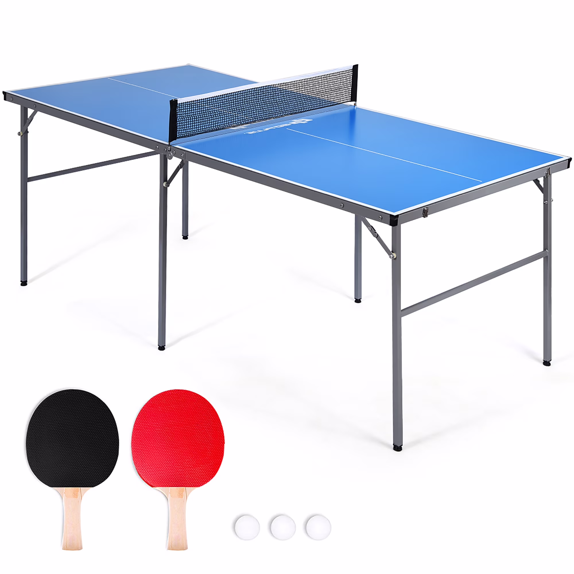 Goplus 6x3 Portable Tennis Ping Pong Folding Table W/Accessories Indoor Outdoor Game