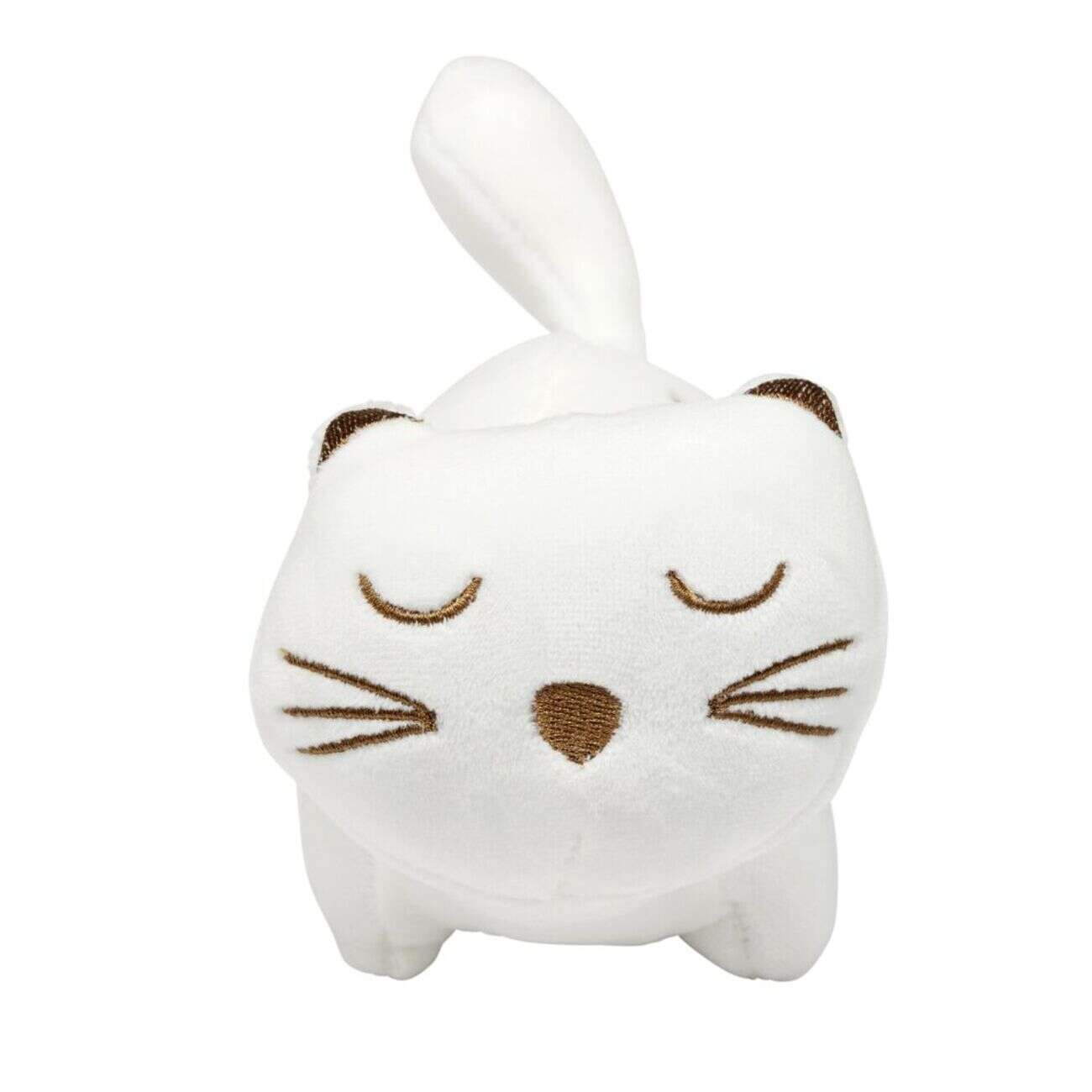 Peluche kawaii chat blanc et doré L13cm