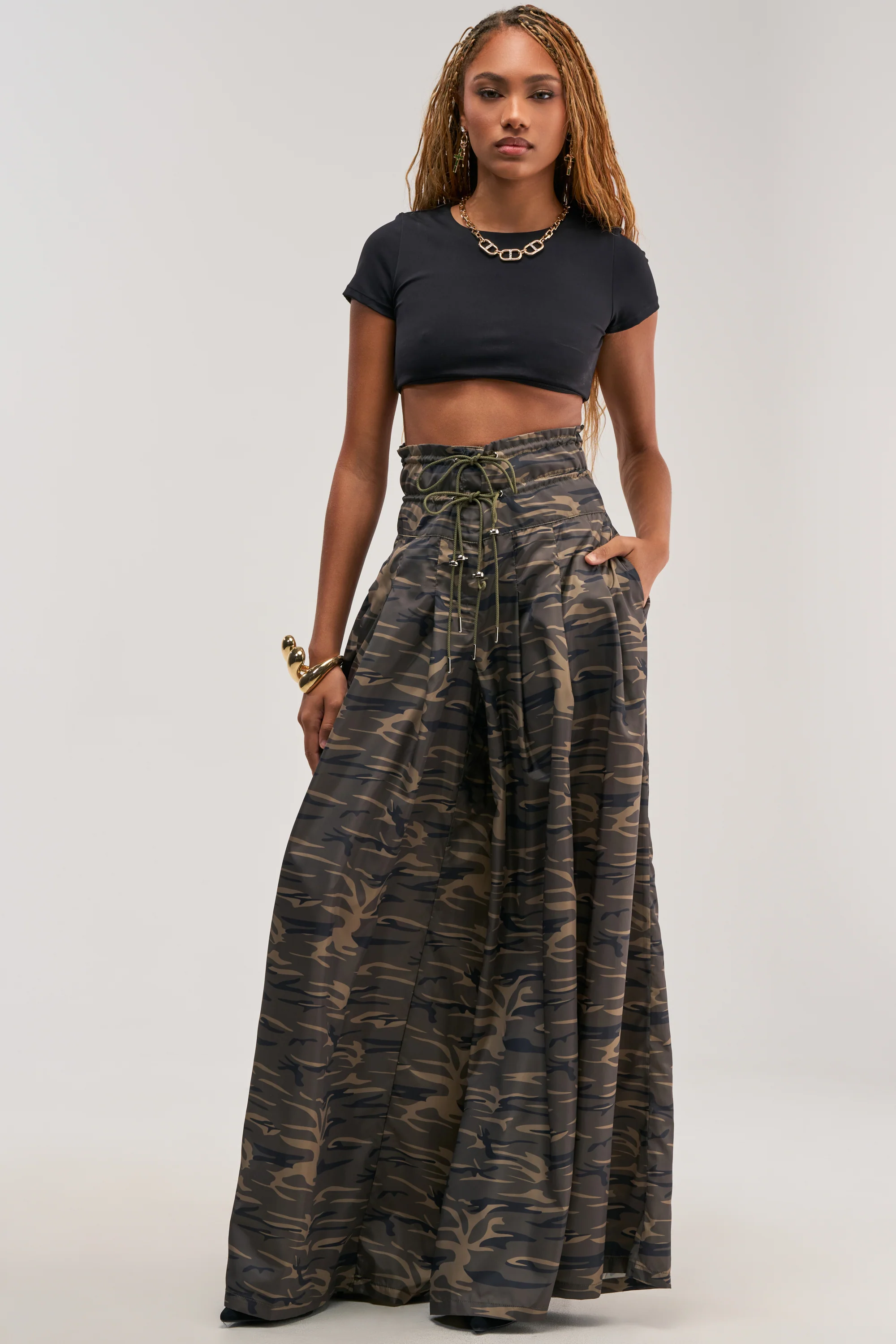 DANCE THE NIGHT AWAY CAMO PALAZZO PANT - Akira Store