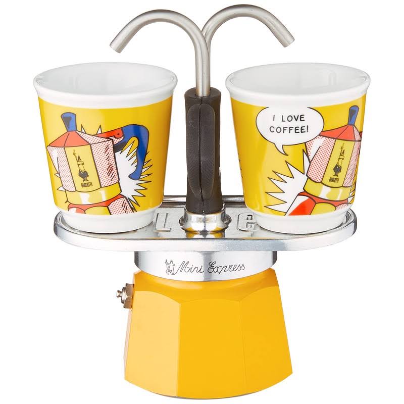 Bialetti - Mini Express Lichtenstein: Moka Set Includes Coffee Maker Yellow