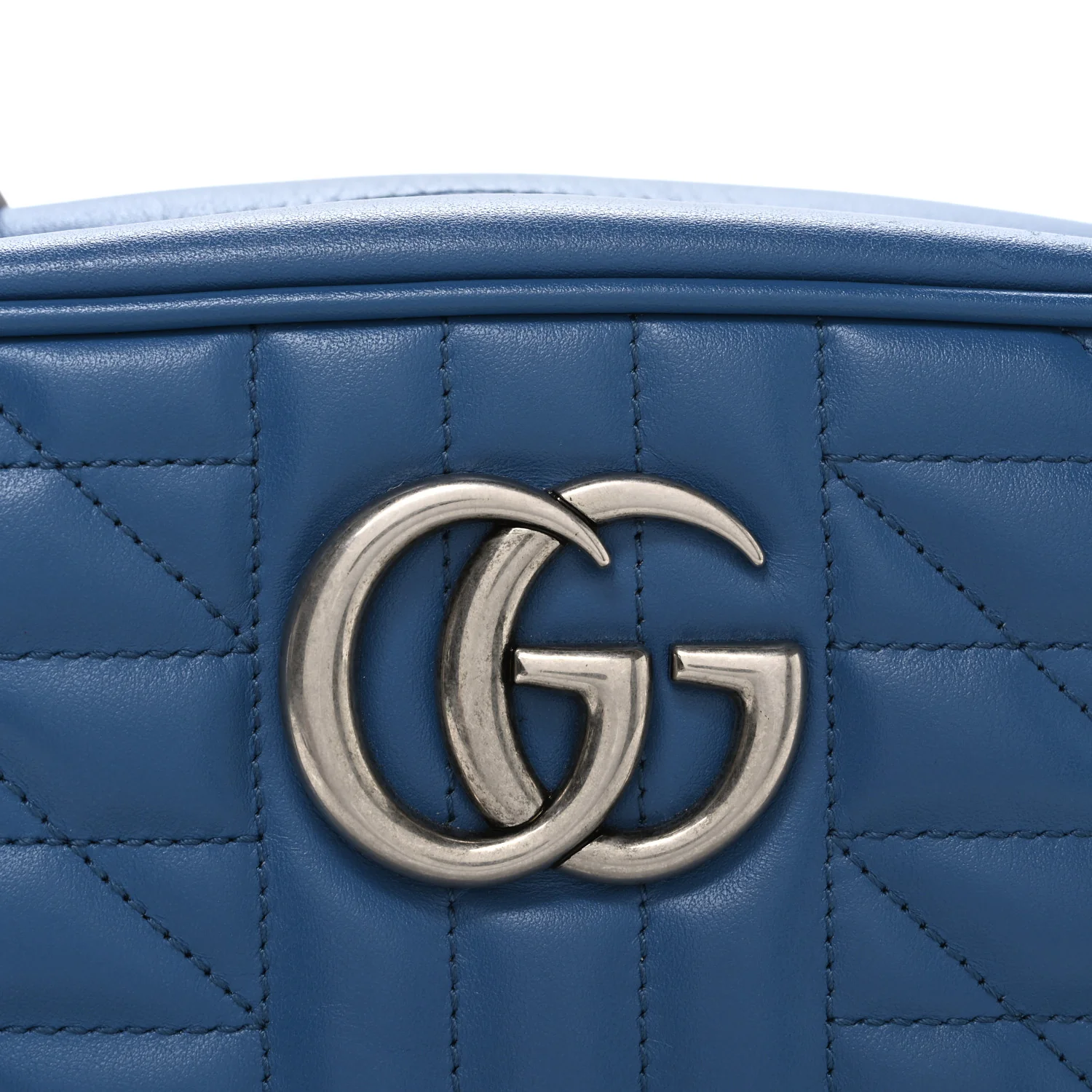 Calfskin Matelasse Aria Small GG Marmont Chain Shoulder Bag Clear Blue