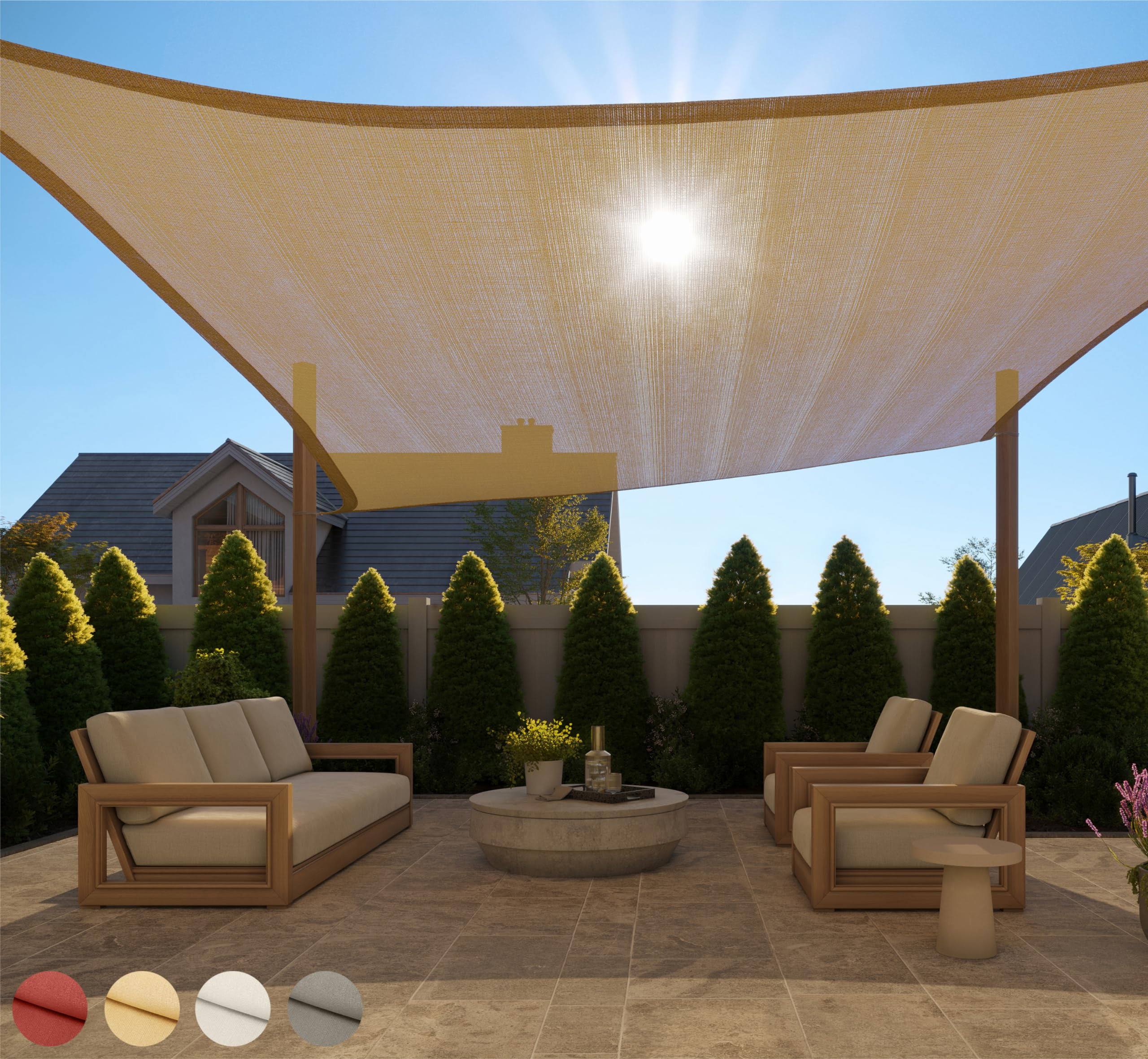 Gorilla Grip Heavy Duty Sun Shade, UV Protection Fade Tear and Rust Resistant Canopy Blocks Sunlight, Easy Install Breathable Sail, Shades Outdoor