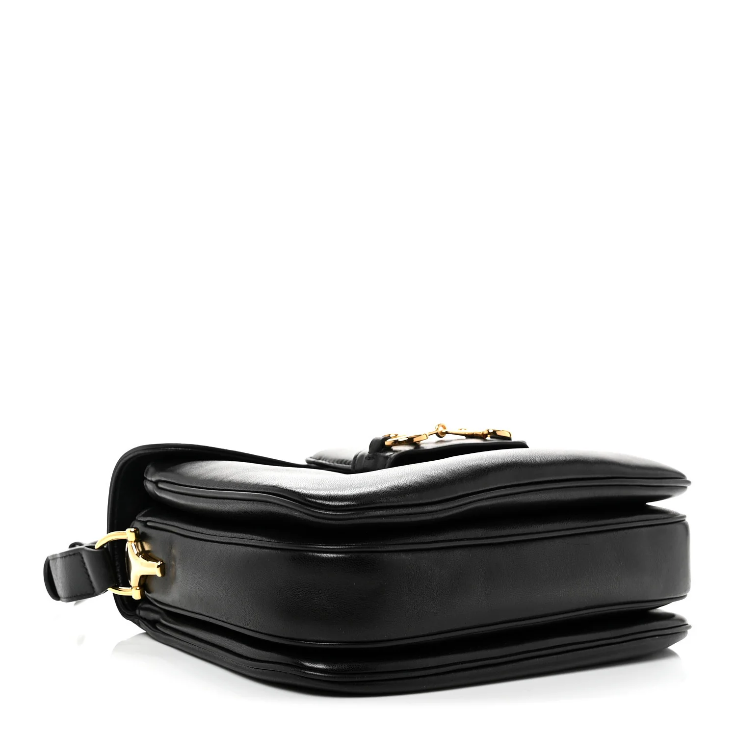 Calfskin Horsebit 1955 Aura Small Shoulder Bag Black