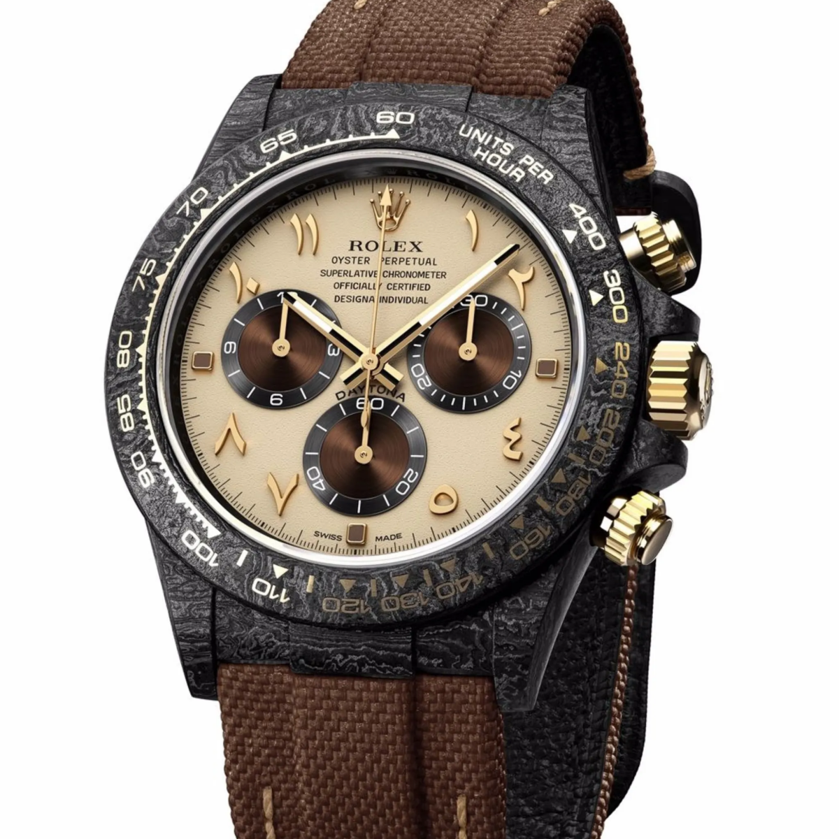 [Super Clone]Rolex Daytona DIW Carbon “DESERT EAGLE ARABIC” 40mm Replica 1:1 – Top Quality Version