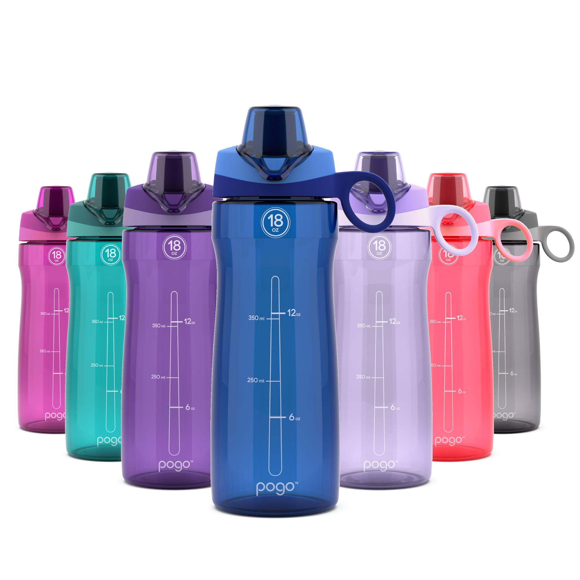 Pogo BPA-Free Plastic Water Bottle with Chug Lid 18oz. Blue