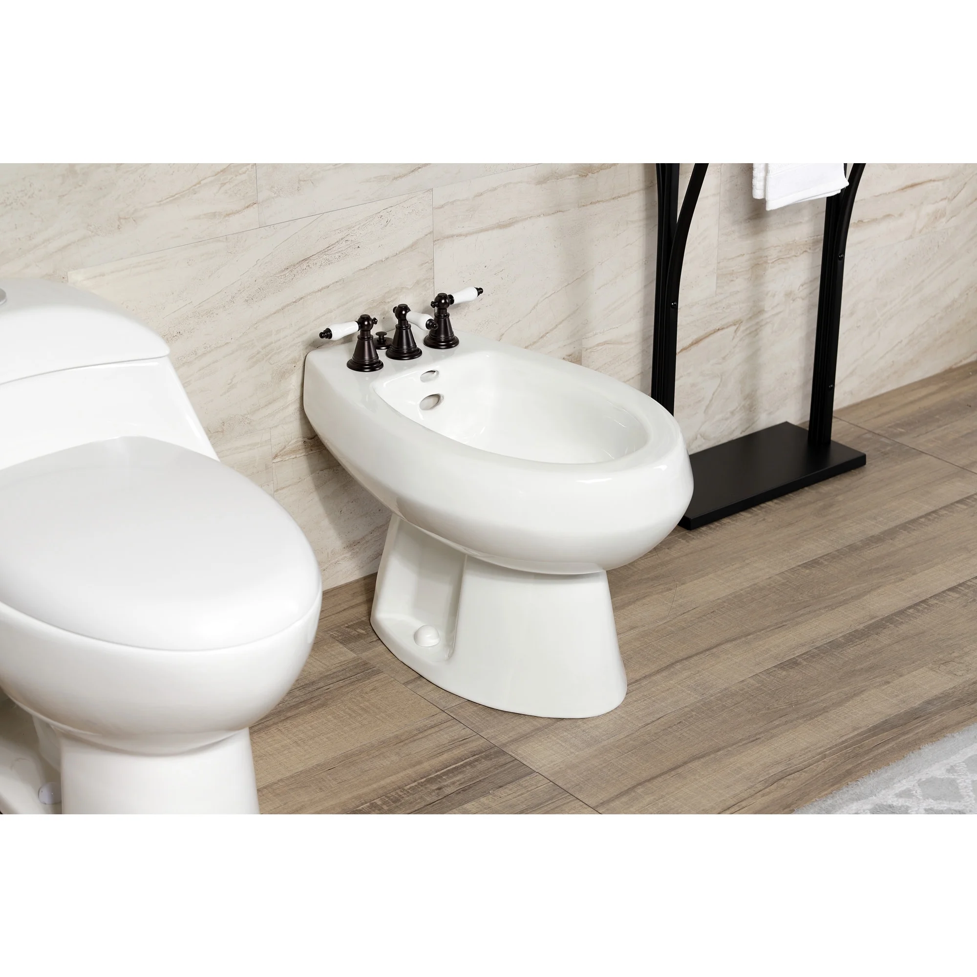 Kingston Brass KB320PL Victorian Three-Handle Bidet Faucet, Matte Black