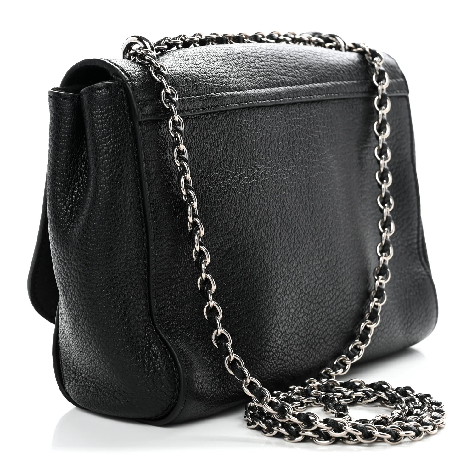 Glossy Goatskin Small Lily Flap Black