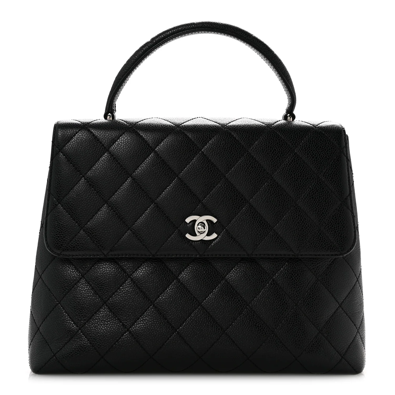 Caviar Quilted Jumbo Kelly Flap Black
