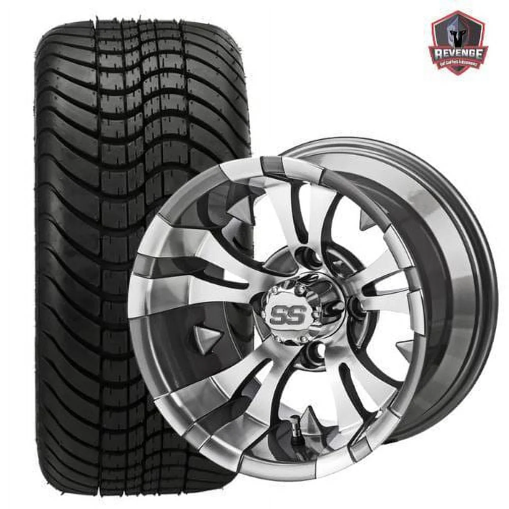 12" Warlock Gun Metal Golf Cart Wheels and Tires Combo (215/35-12) Set of 4 - Image 2
