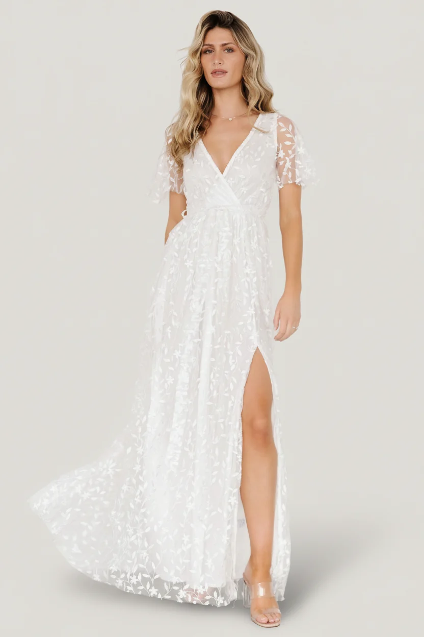 Marseille Embossed Maxi Dress | White
