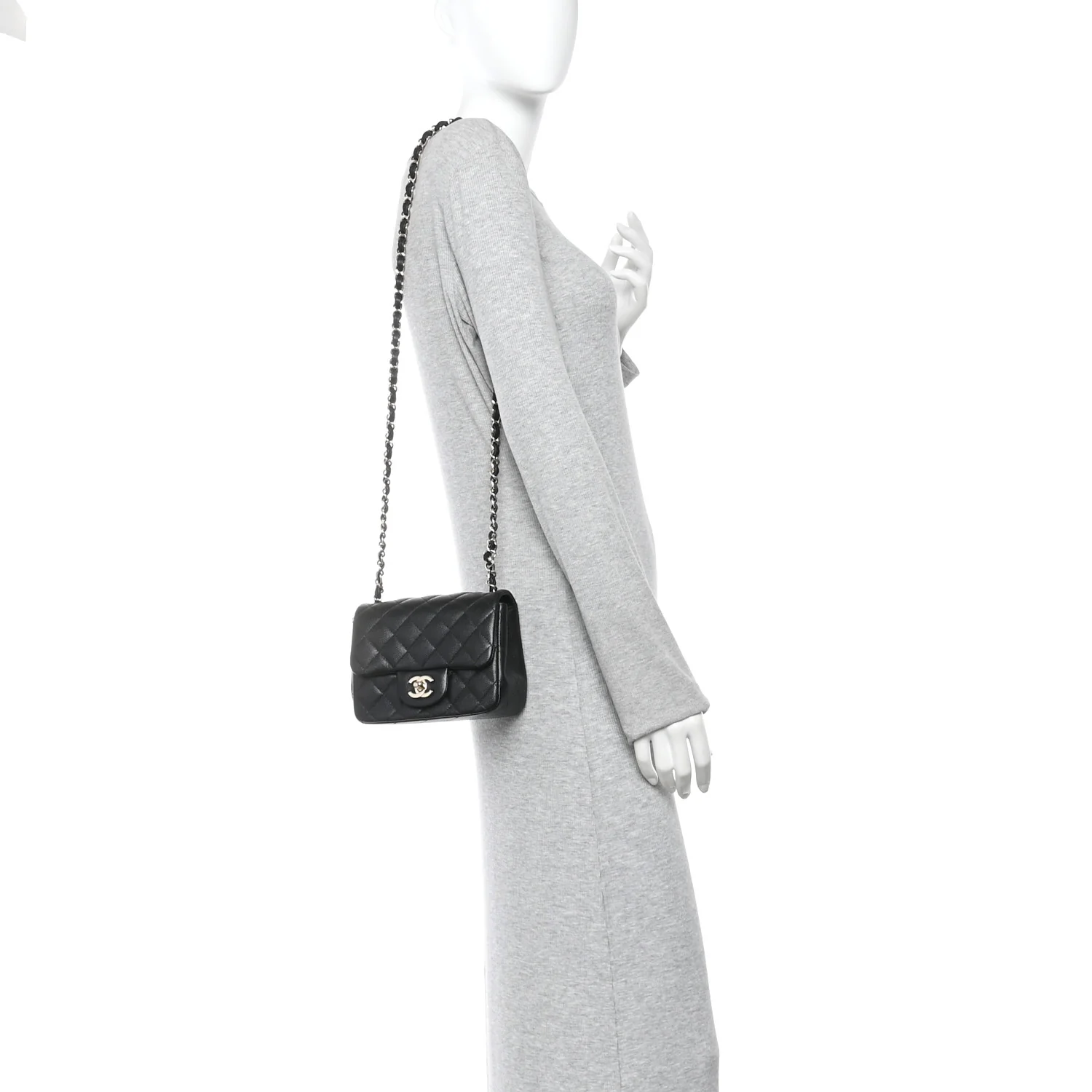 Caviar Quilted Mini Square Flap Black