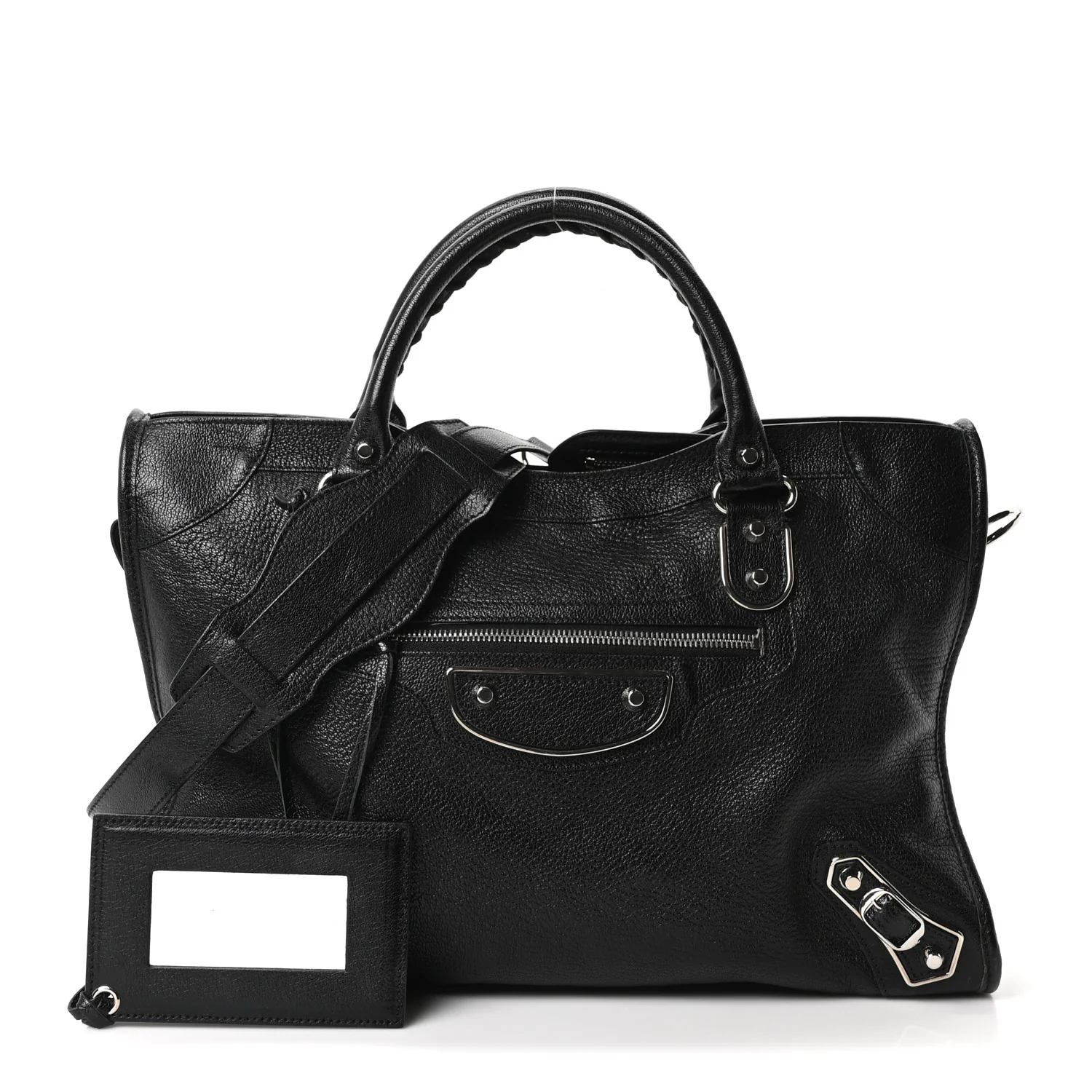 Chevre Silver Metallic Edge Hardware City Black