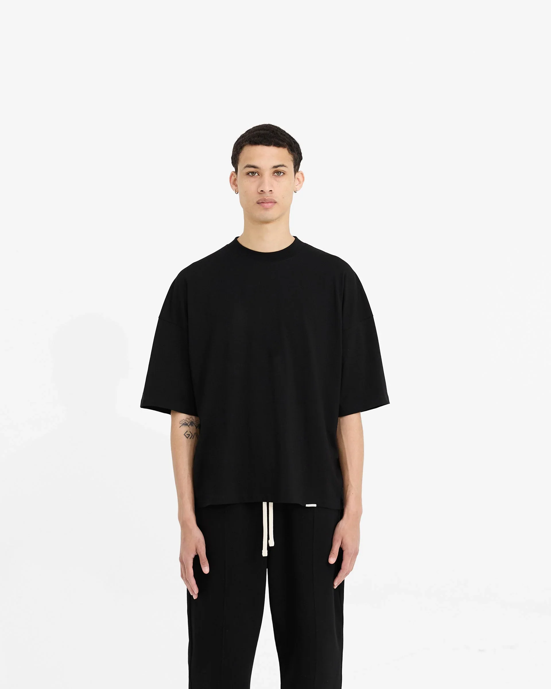 2 x Initial Boxy T-Shirt - Black & Ice Grey Marl
