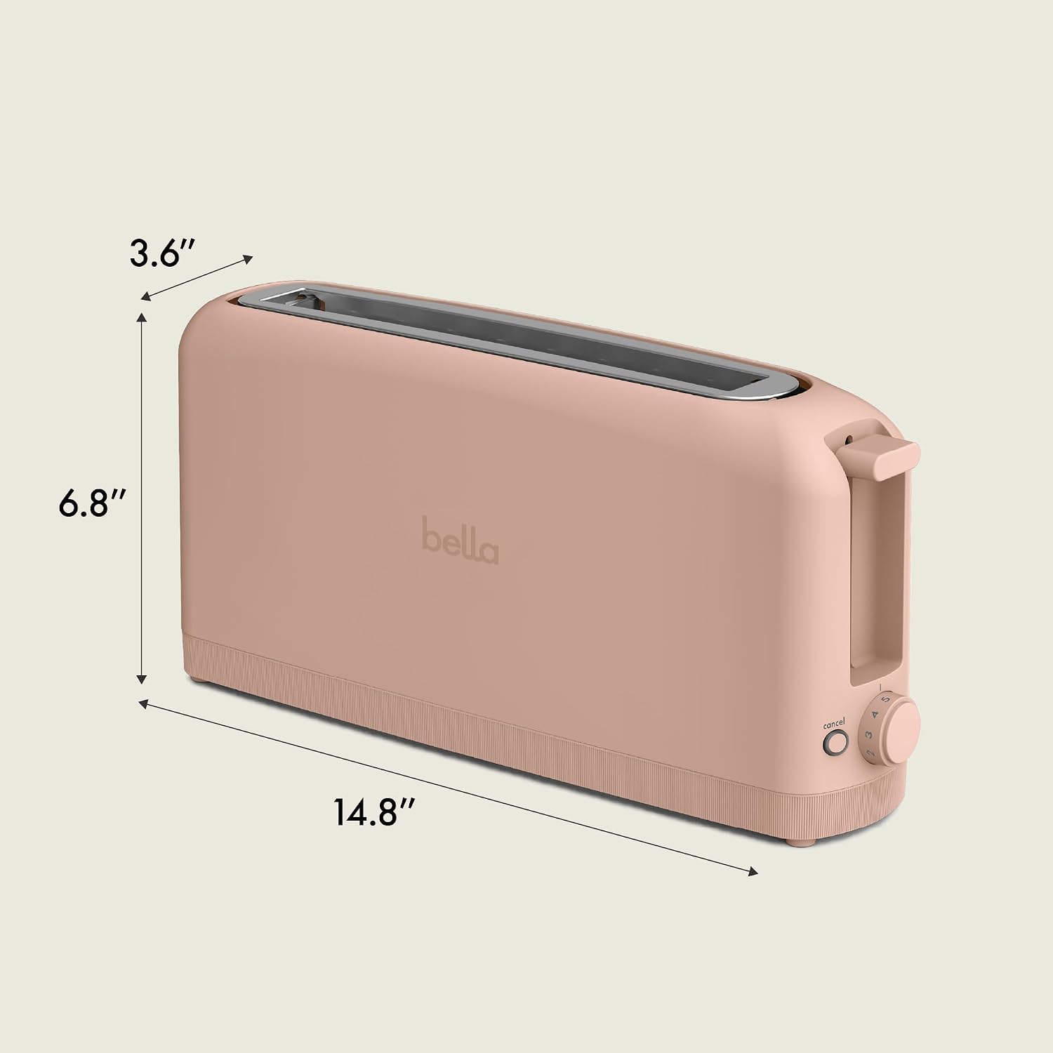 bella Fits-Anywhere 2-Slice Slim Toaster, Long Slot & Extra Wide, Blossom