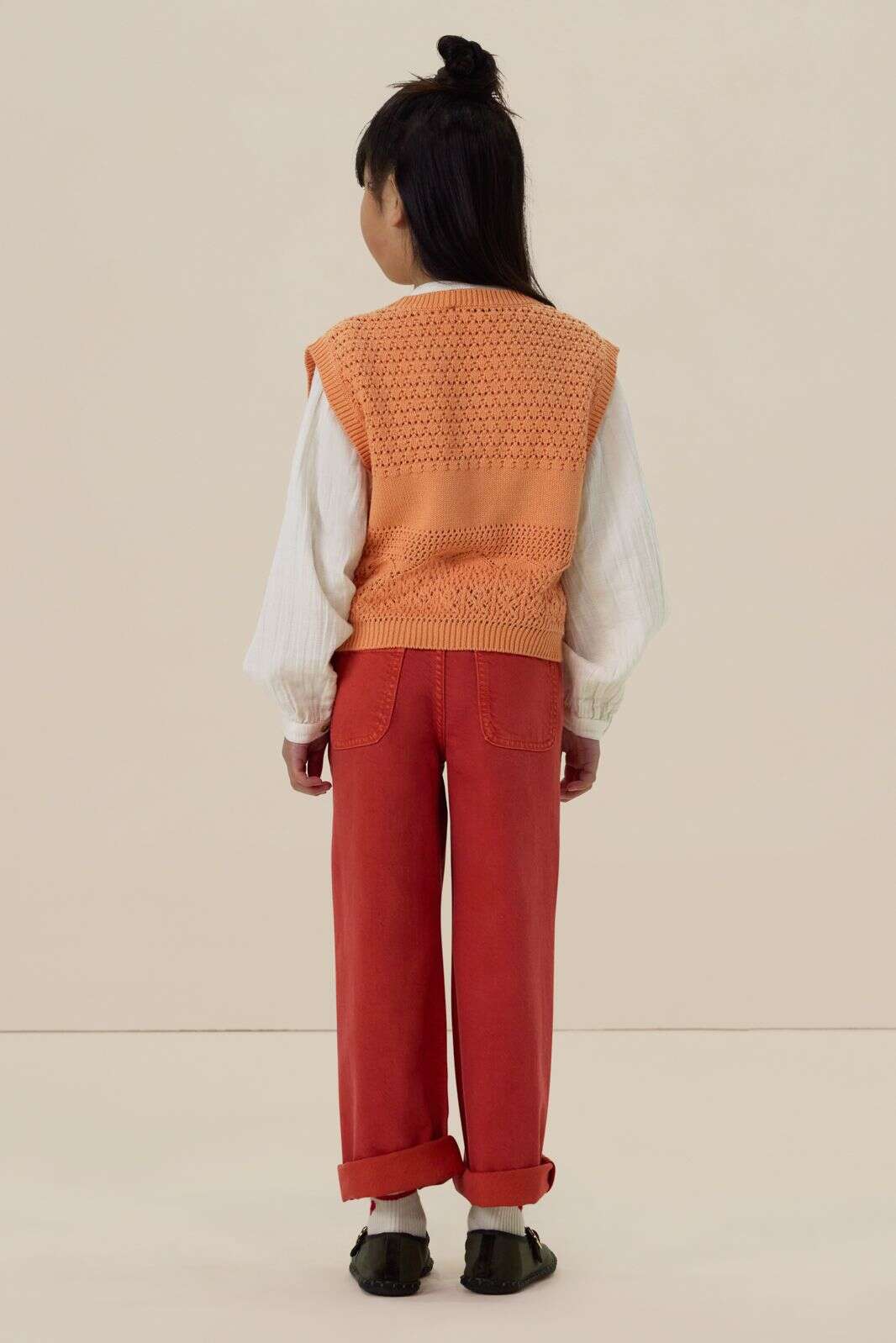 Lichtrode wide leg pull on broek