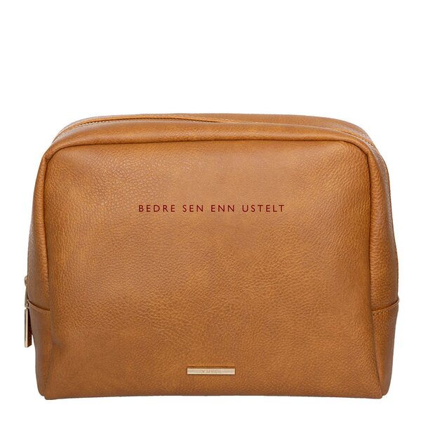 Toalettmappe bedre sen enn ustelt 24x20x10 cm cognac brun
