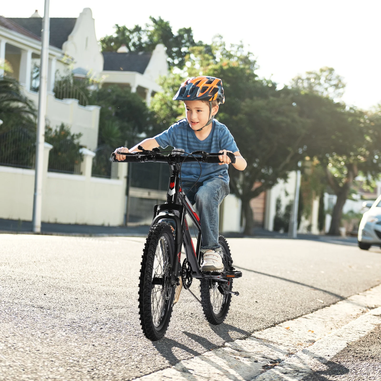20" Mountain Bike, 7 Speed Bike with Disc Brakes, Black(Black) - Image 9