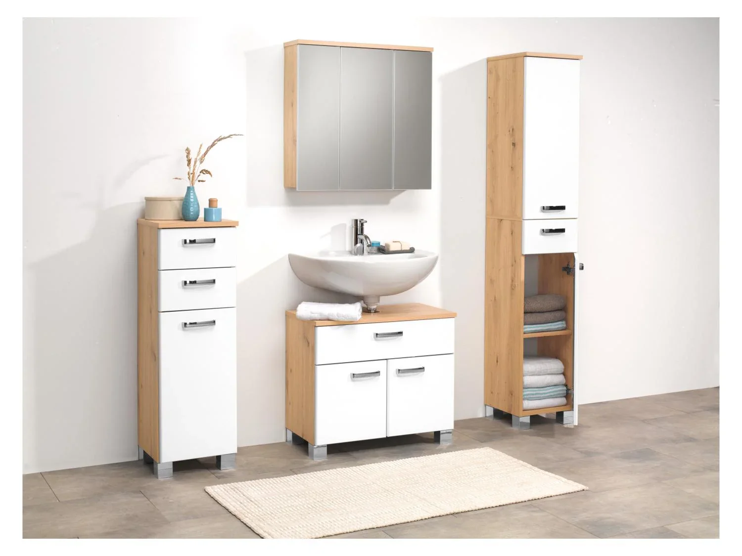 LIVARNO home Armoire latrale Palermo, blanc/imitation chne