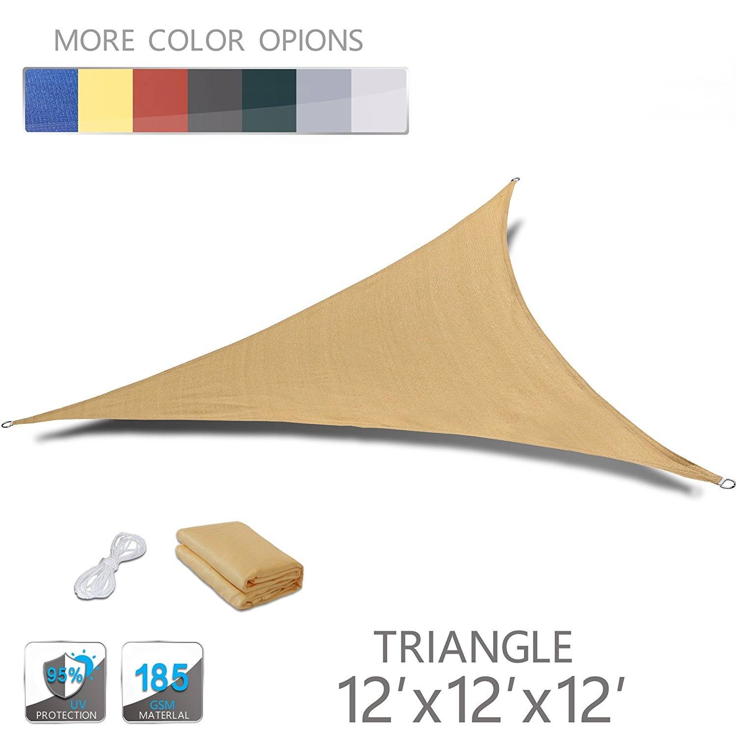 Love Story 12' x 12' x 12' Triangle Sand Sun Shade Sail Canopy UV Block Awning for Outdoor Patio Garden Backyard
