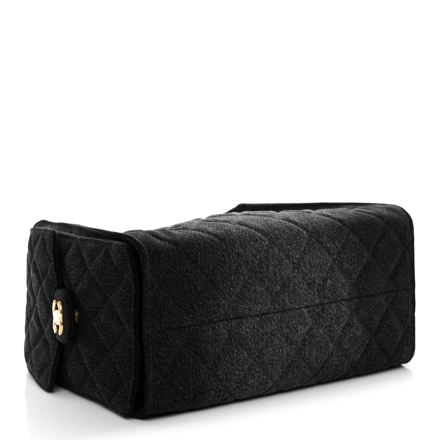 Washed Denim Quilted Small Chanel 25 Handbag Black