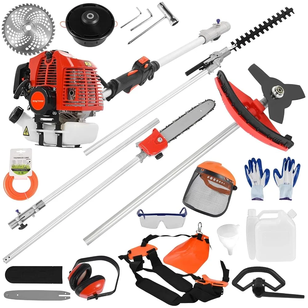 5 in 1 Weed Eater Combo, 52CC Gas Pole Saw, Hedge Trimmer & Brush Cutter