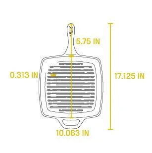 Cast Iron 10.5 Seasoned Square Grill Pan
